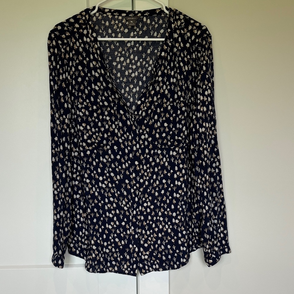 Eddie BauerNavy  Floral Blouse